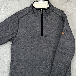 Orvis Jacket Mens Medium Black Thick Fleece‎ Lined Quarter Zip Pullover Pockets